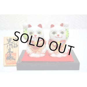 画像: wings-of-angelオリジナル・神繋ぎ招き猫「2.3号ペア招き猫　白盛 ペア猫1組」